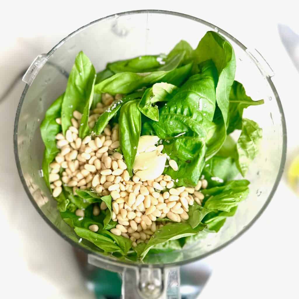 Basil pesto ingredients is a food processor.