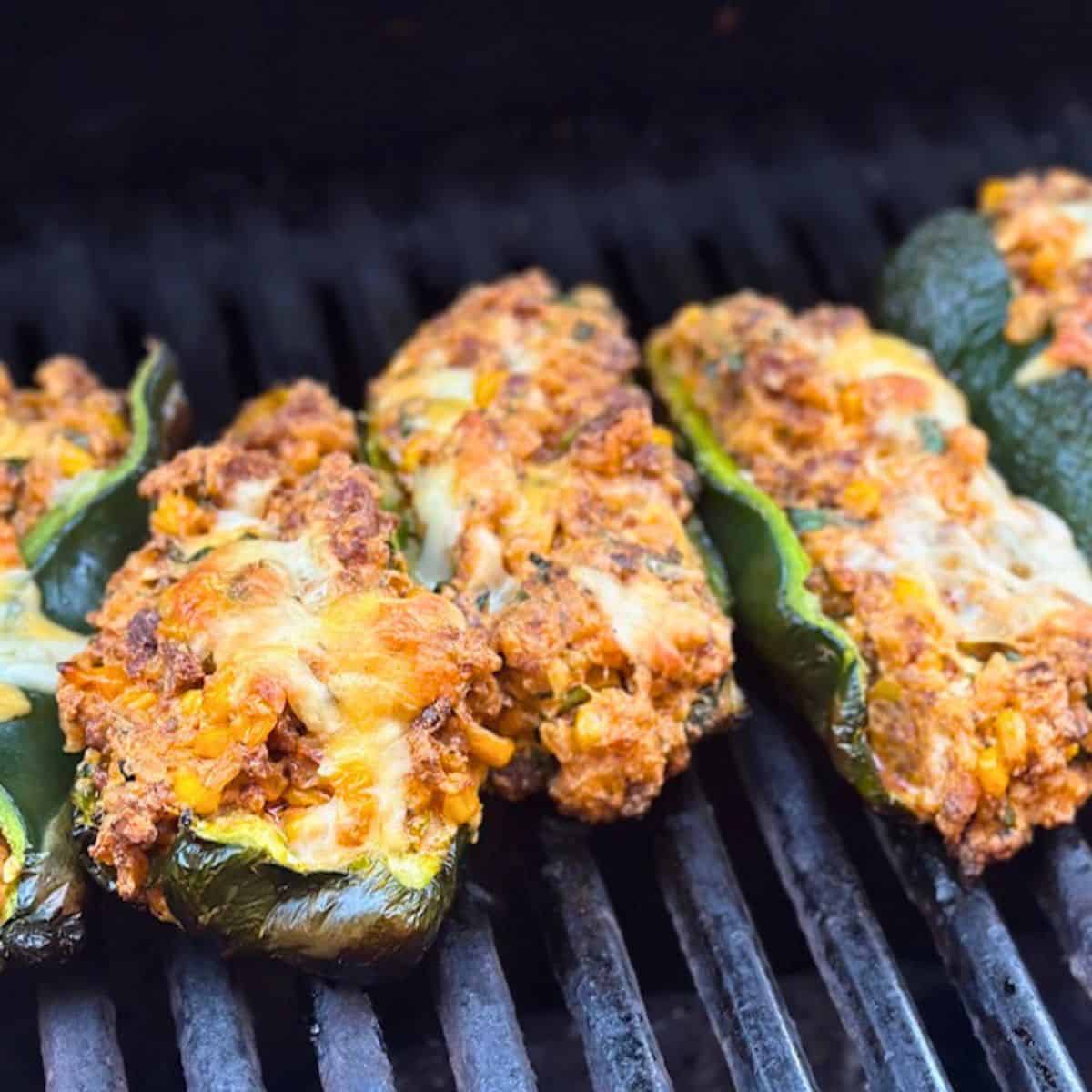 Mexican stuffed peppers on the gril.