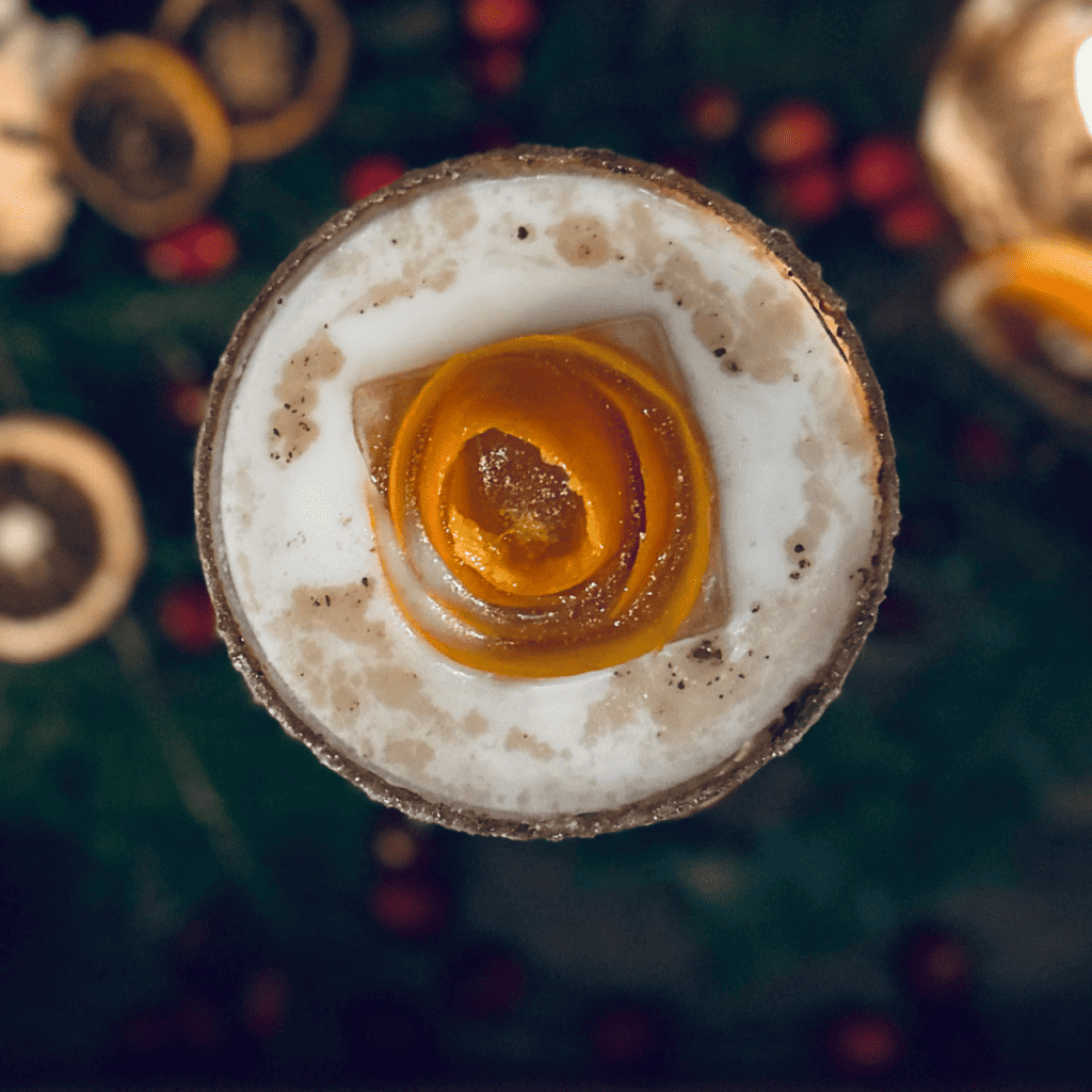 Chocolate creamsicle martini birds eye view.