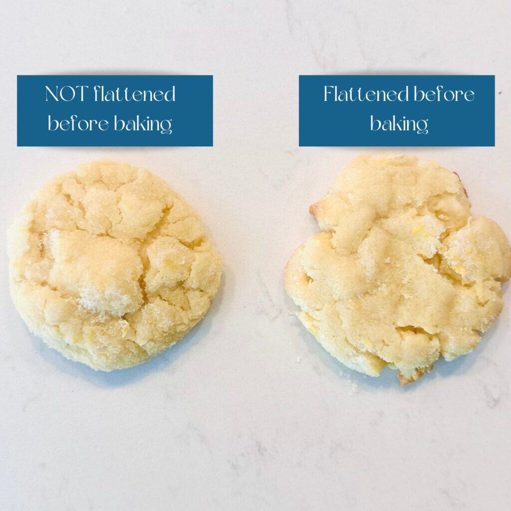 Two lemon cookies sitting on a white counter.