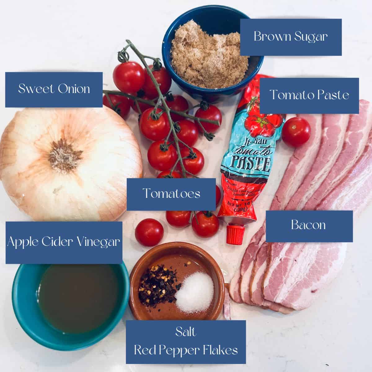 All of the ingredients for Bacon Jam.