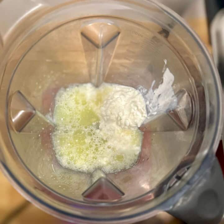 Blender with eggs and cottage cheese.
