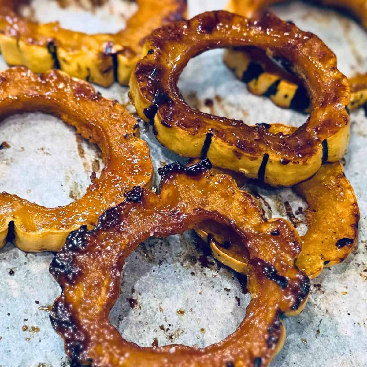 Roasted delicata squash rings.